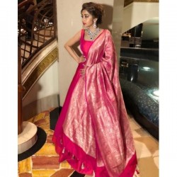 Pink Anarkali Gown with Heavy Banarasi Dupatta